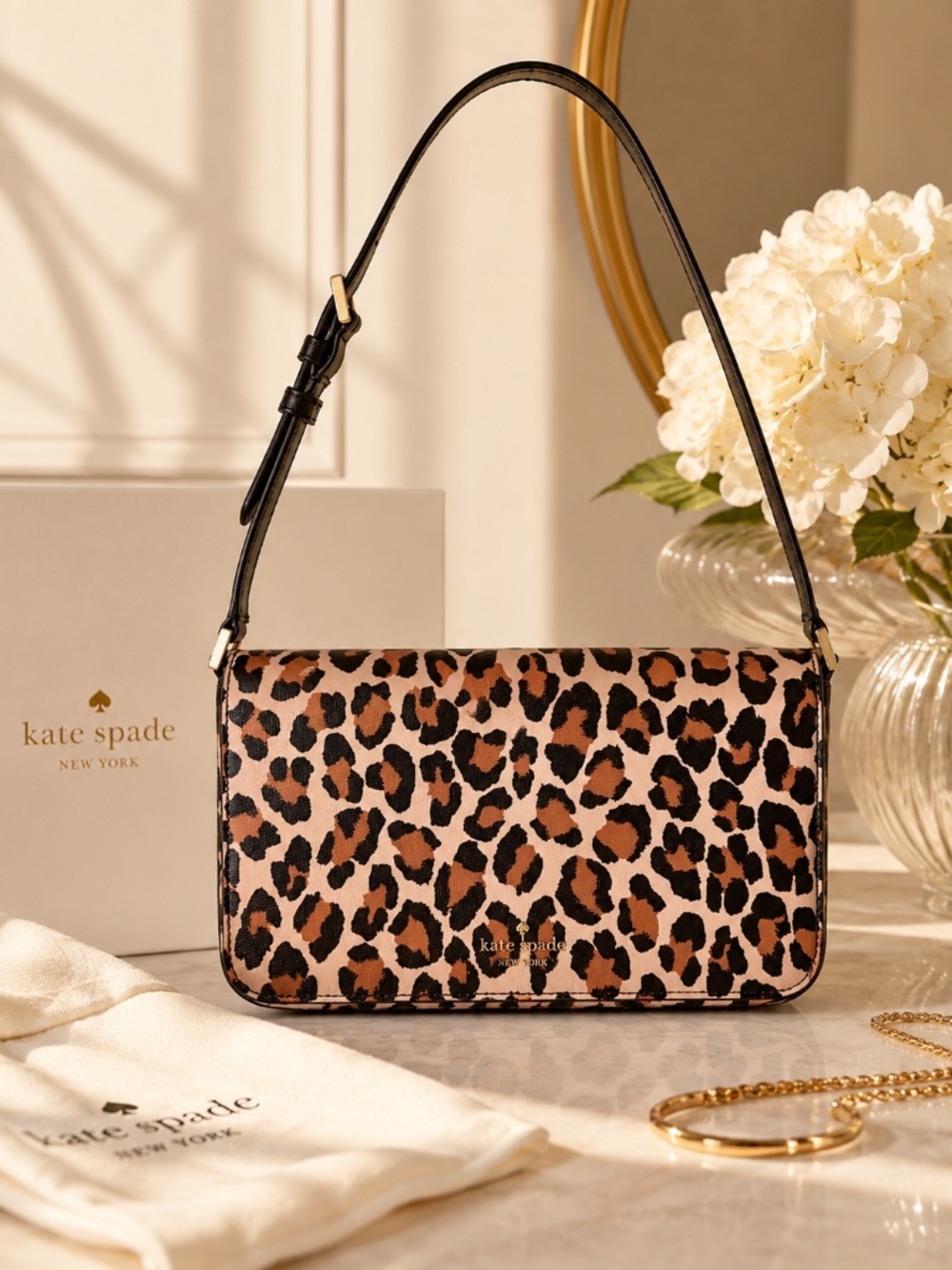 NWT Kate Spade Staci Spotted Animal Printed Flap Shoulder Bag